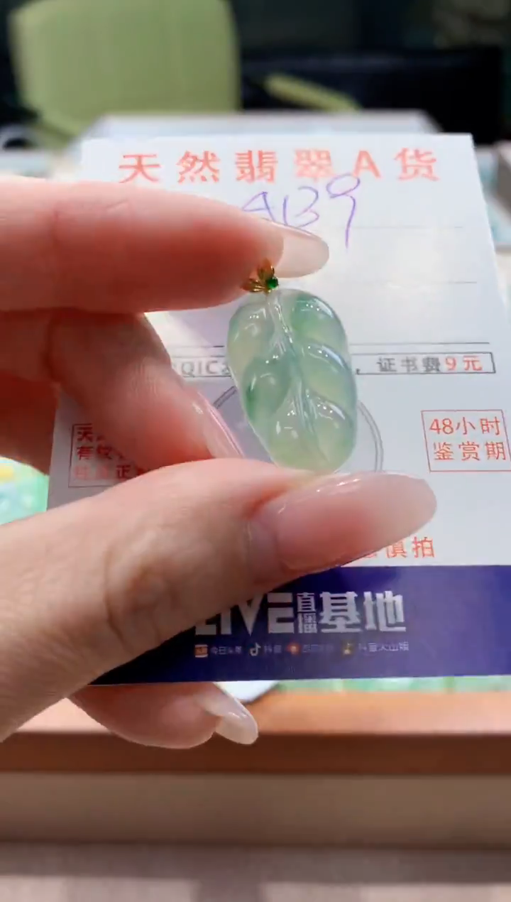 颈饰18K金镶嵌翡翠天然缅甸a货翡翠