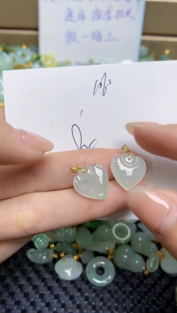 【闪购商品】翡翠颈饰18K金镶嵌天然缅甸A货翡翠