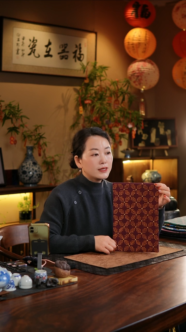 【闪购商品】织绣紫色七宝纹小茶席长