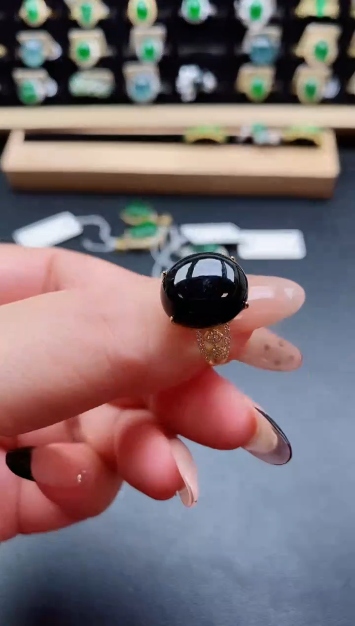 银S925镶嵌戒指翡翠1