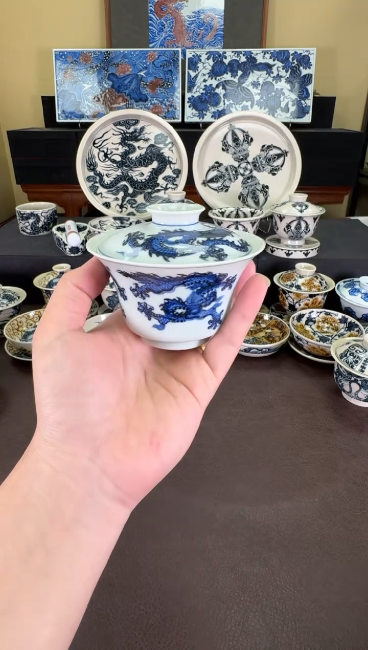 【闪购商品】羿器窑五龙马蹄盖碗