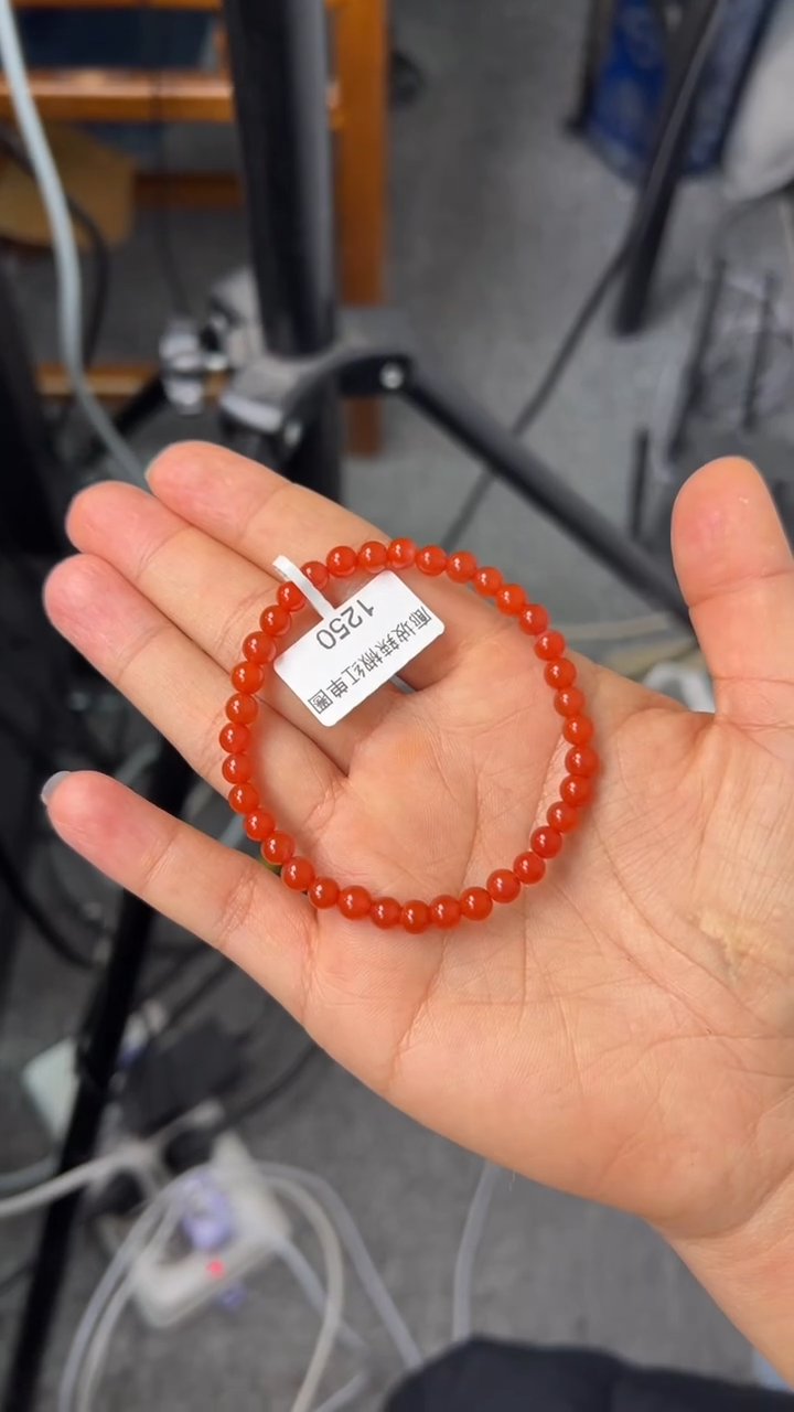 【闪购商品】南红玛瑙手串未镶嵌原矿无优化廊坡辣椒红5mm单圈手串