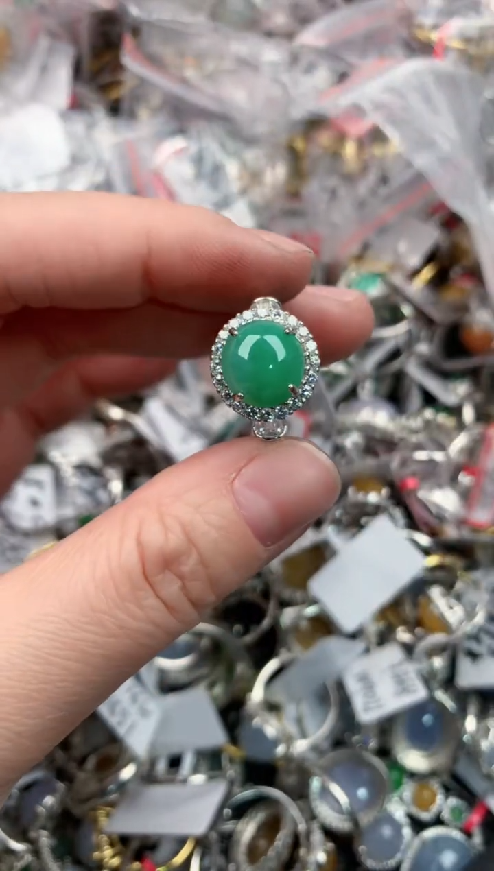 银S925镶嵌戒指翡翠12                  9