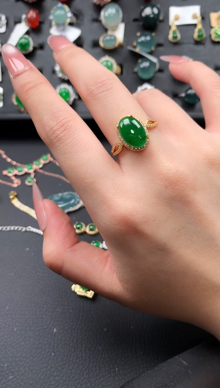 【闪购商品】翡翠戒指银S925镶嵌521341