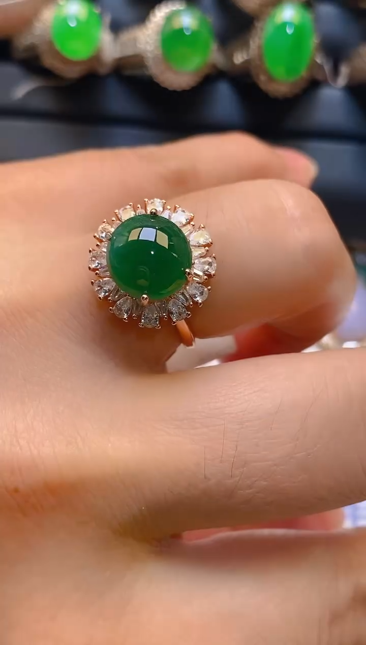 【闪购商品】翡翠耳饰银S925镶嵌天然A货翡翠1