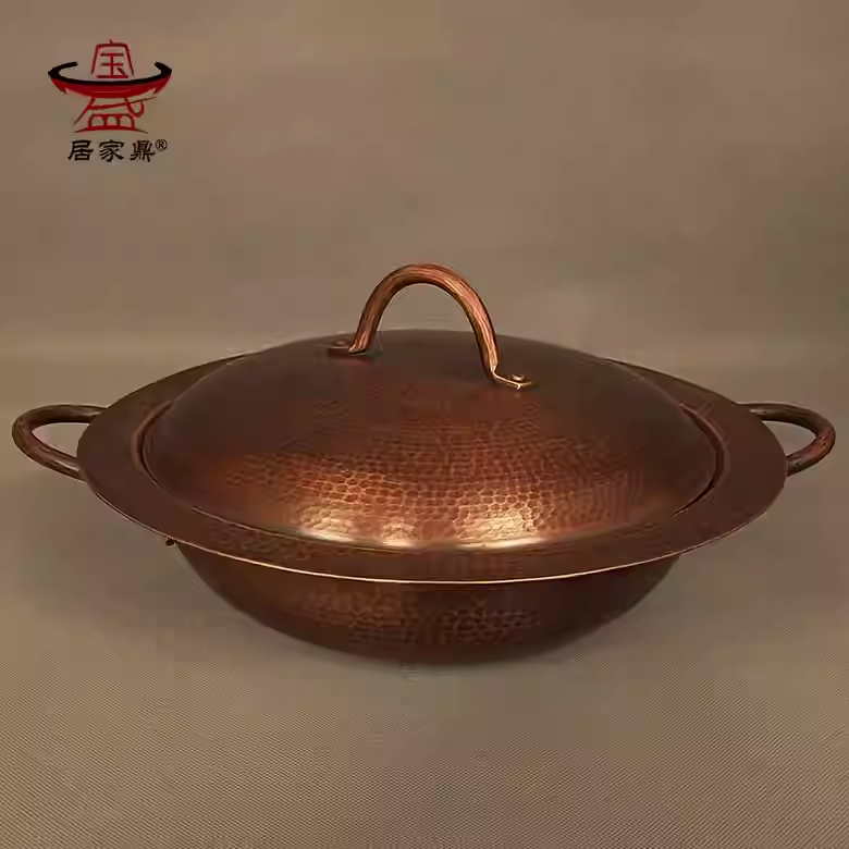 电磁炉中式燃气灶火锅紫铜加厚纯手工铜锅紫铜涮煮炖铜锅红铜火锅