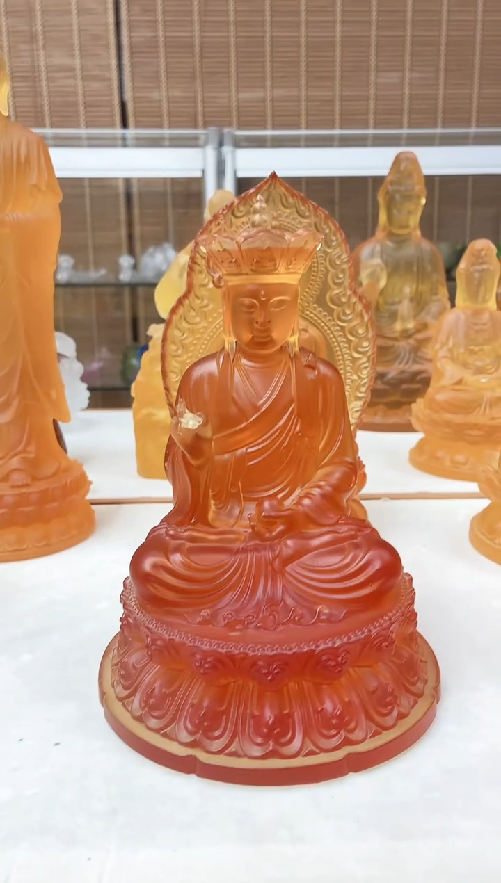 手工艺品琉璃琥珀色地藏菩萨18公分