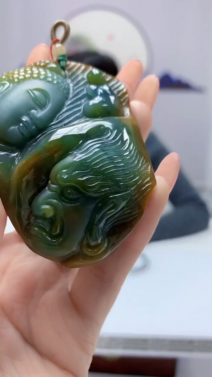 【闪购商品】定制翡翠未镶嵌4852DD-毛货挂件赠珠链41