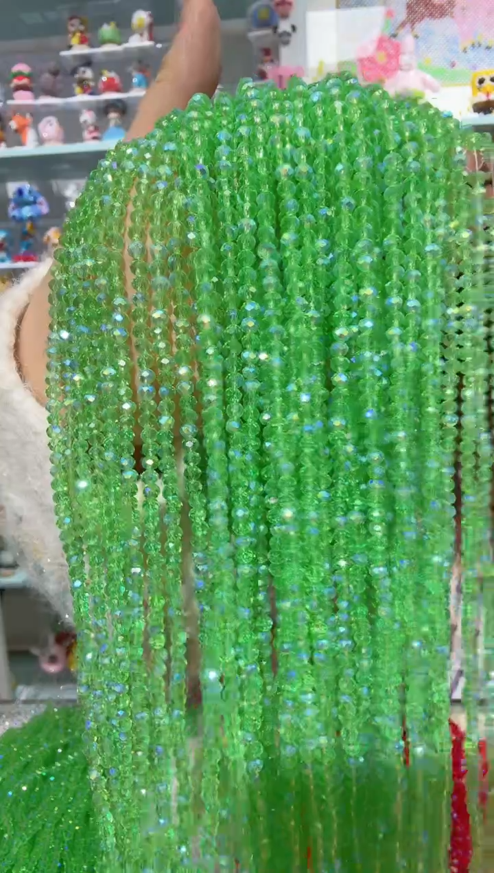 玻璃1984卡4水晶扁10条进口彩果绿色