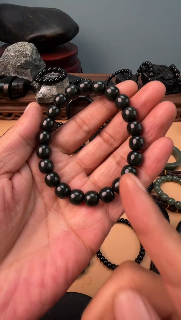 未镶嵌手链和田玉新疆和田玉皮勒村老矿塔青9x10