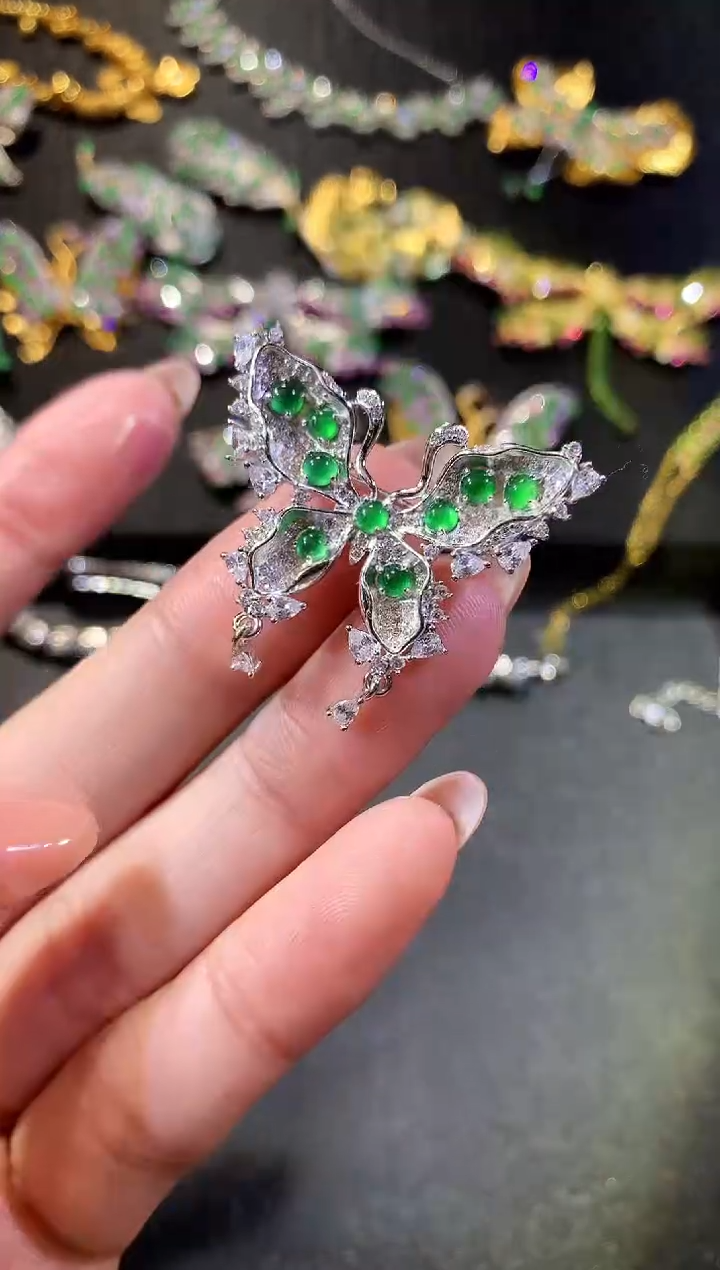 【闪购商品】翡翠挂件银S925镶嵌171胸针（多样性发货一件