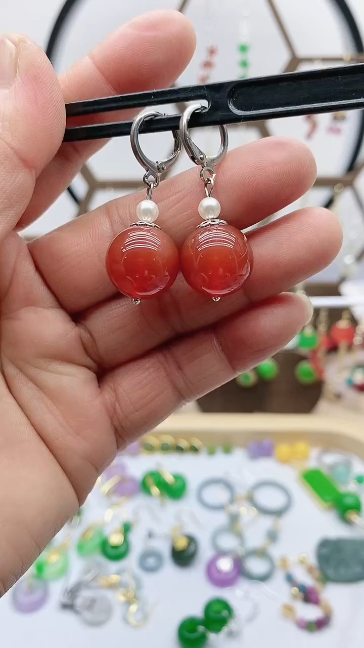 未镶嵌南红玛瑙耳饰38