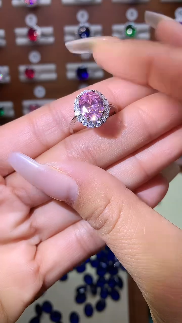 银S925镶嵌戒指碧玺810白