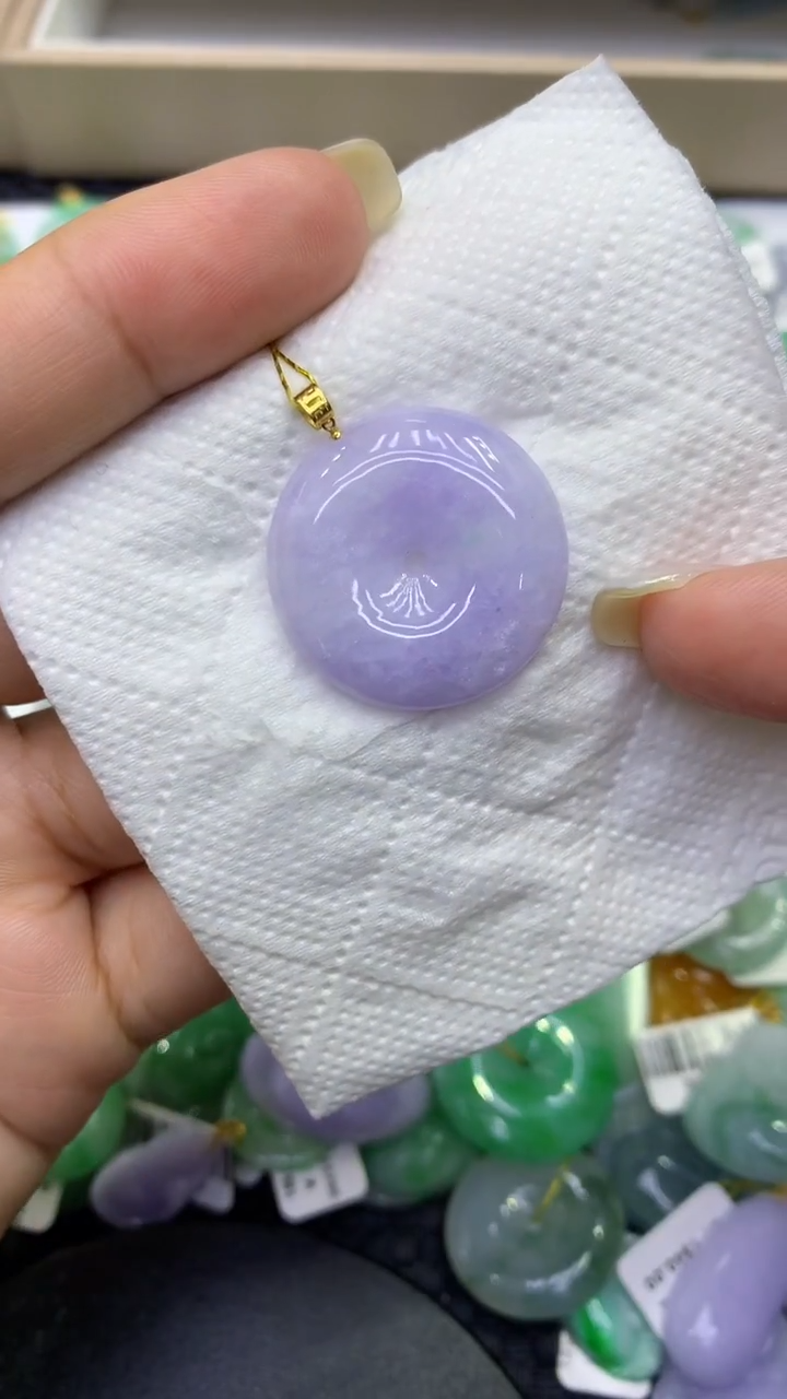 颈饰18K金镶嵌翡翠天然缅甸A货翡翠