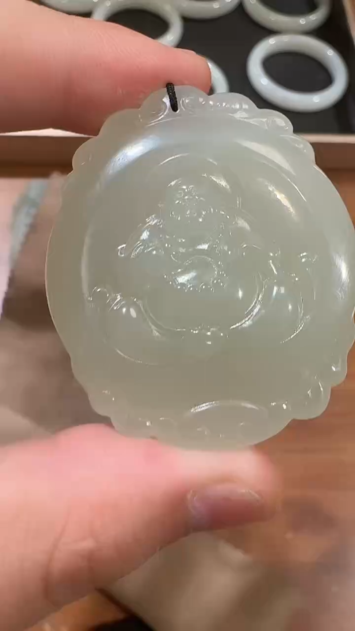 【闪购商品】和田玉吊坠未镶嵌0354和田玉圆牌笑佛吊坠