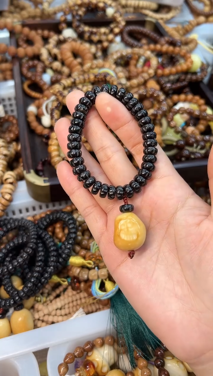 手串椰蒂卡9mm黑金椰蒂 百香设计款 手捻