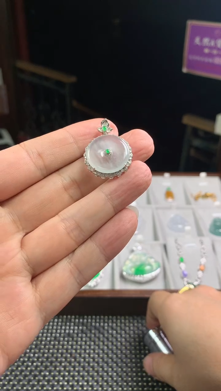 定制翡翠18K金镶嵌--23998