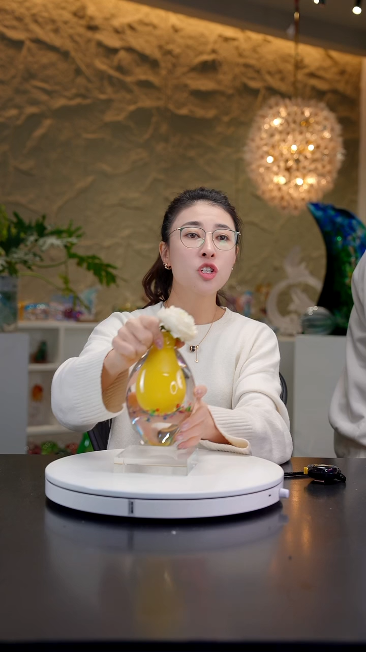 手工艺品琉璃高级鸡油黄花瓶