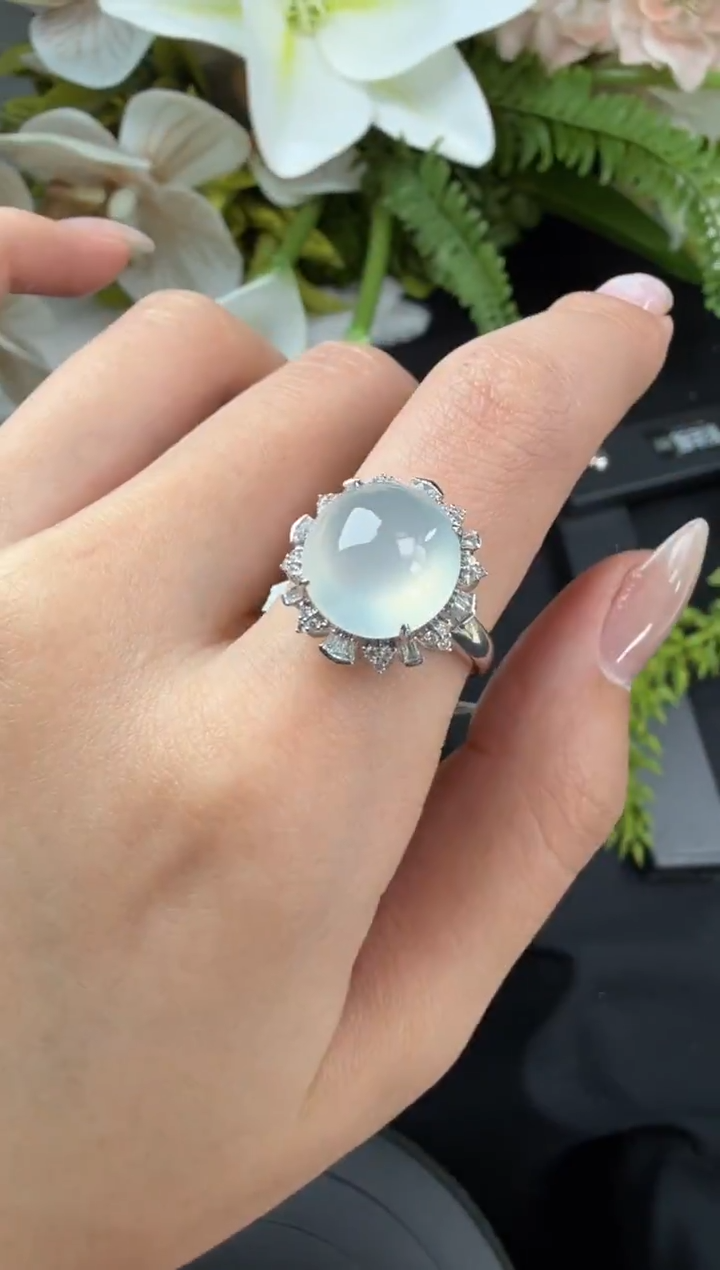 18K金镶嵌戒指翡翠翡翠戒指/ZN