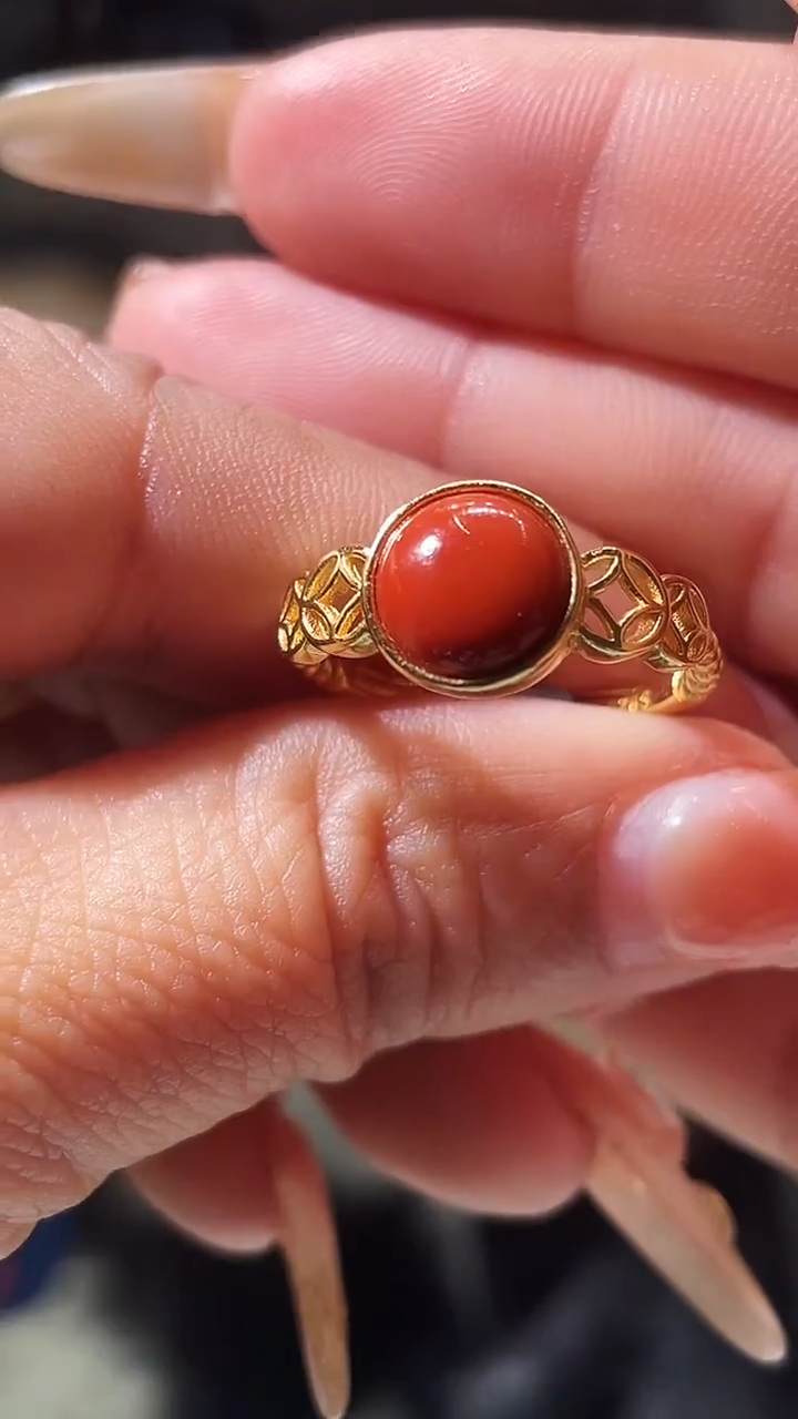 合金南红玛瑙戒指【满色满肉】