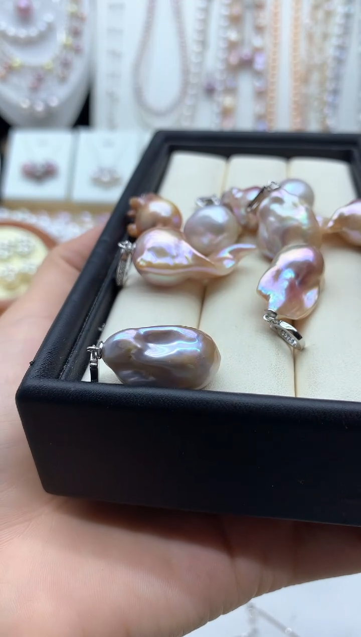 淡水珍珠银S925镶嵌吊坠(不含链)多样性发其一