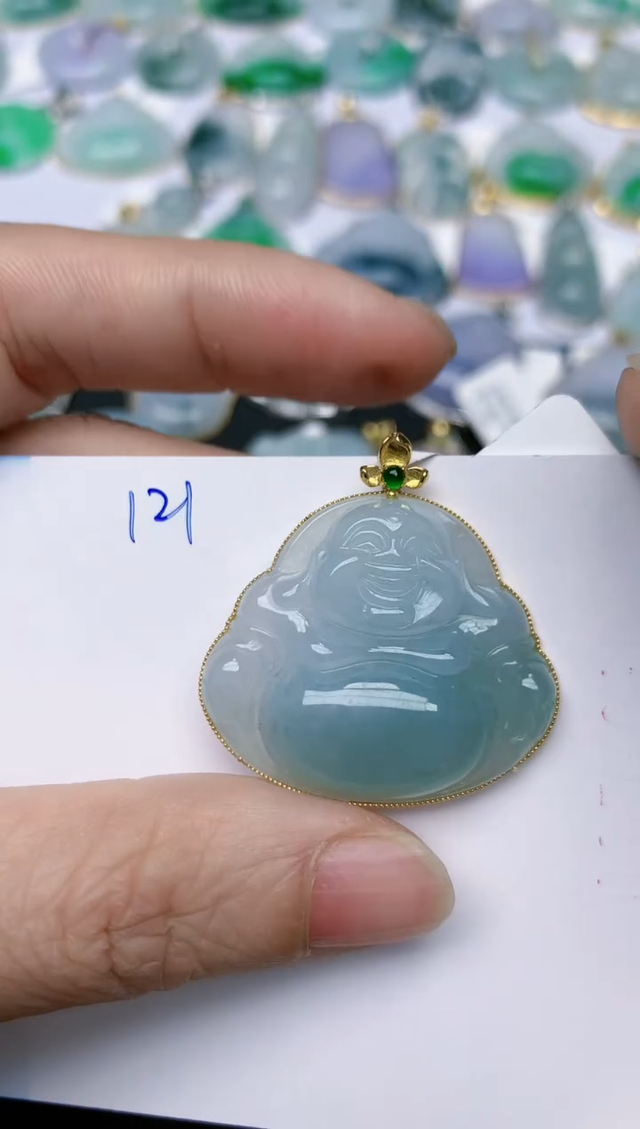 【闪购商品】翡翠颈饰18K金镶嵌天然翡翠A货    121