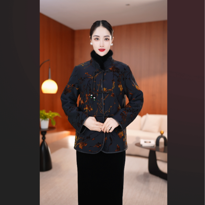 2025冬季新款【国风古韵】   宽松水貂毛领双面穿皮毛一体外套女