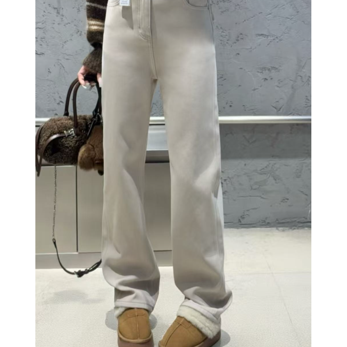 【6316】我#高腰加绒直筒宽松牛仔裤