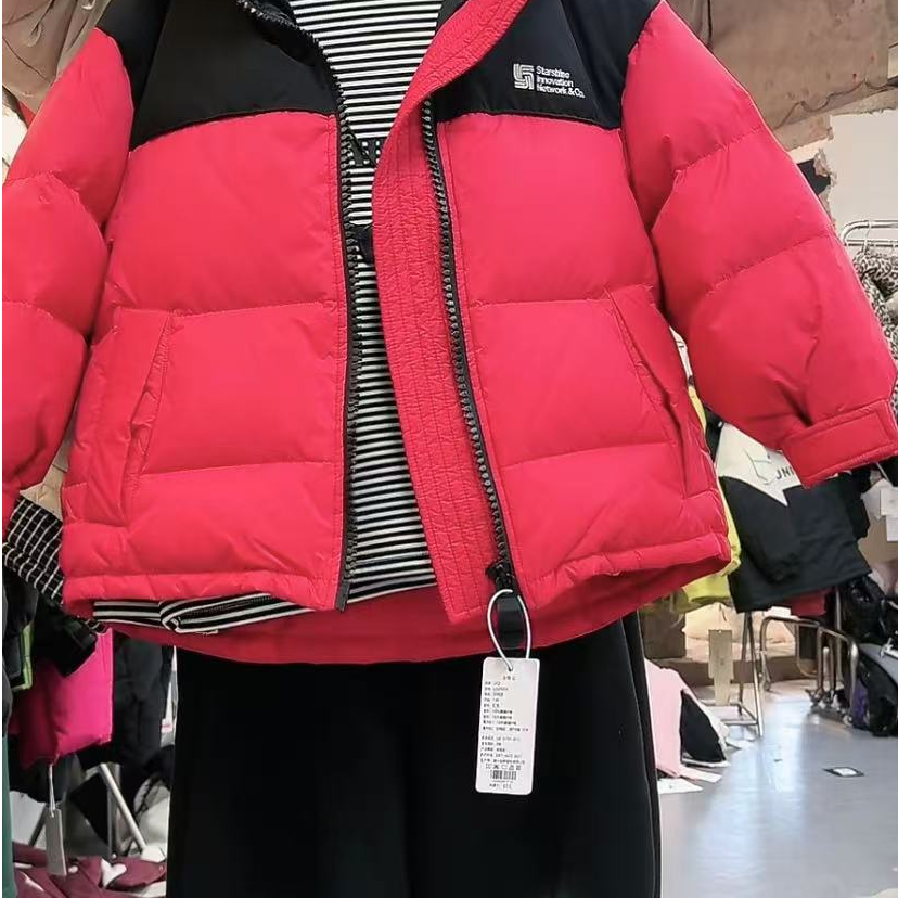 吾 2025【X】1月2日 男童女童时尚红色连帽羽绒服1314-