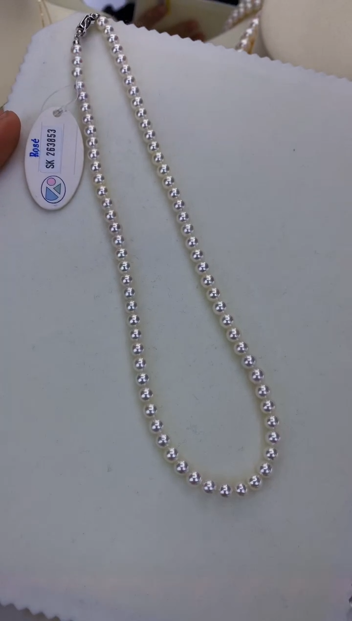 银S925镶嵌DA海水珍珠 GD066 5.5-6 rose串链带大证