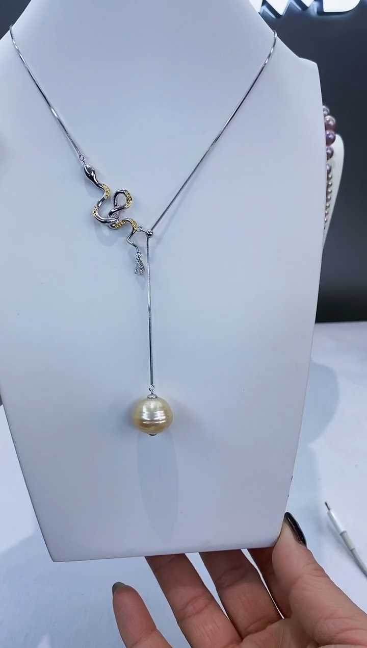 银S925镶嵌套链海水珍珠Y海水金珠套链