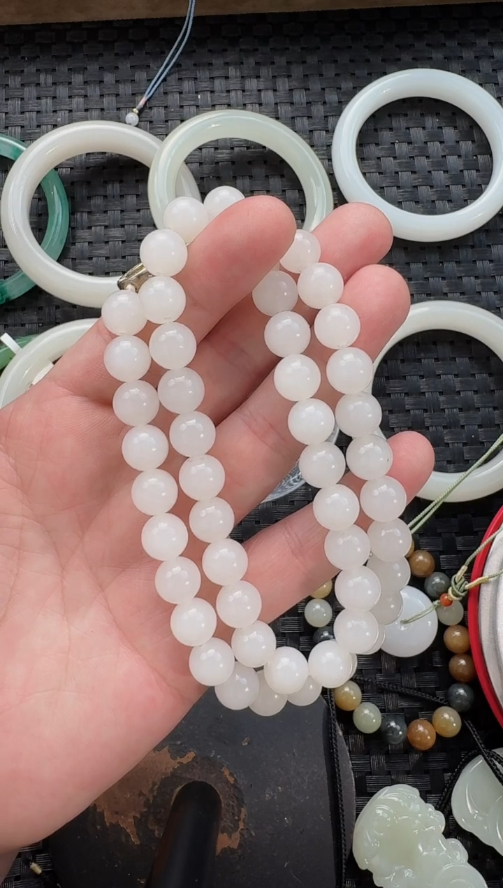 颈饰未镶嵌和田玉10mm白玉女神链