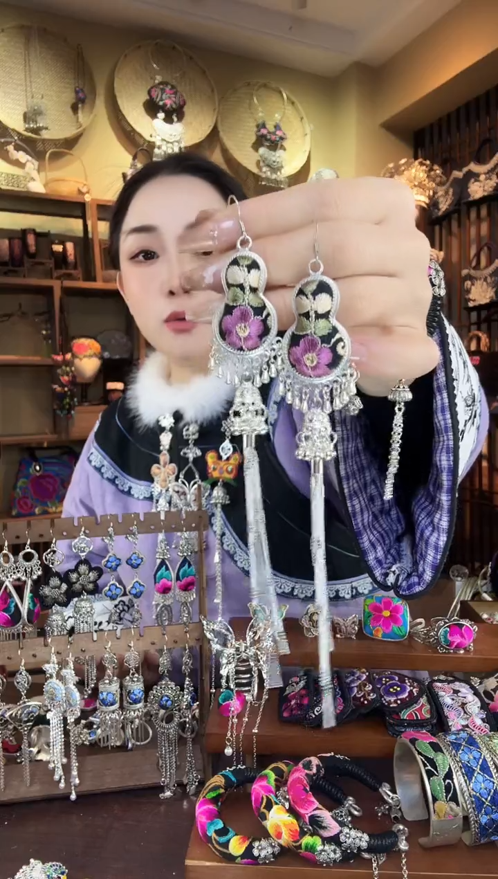刺绣非遗刺绣民族风耳环