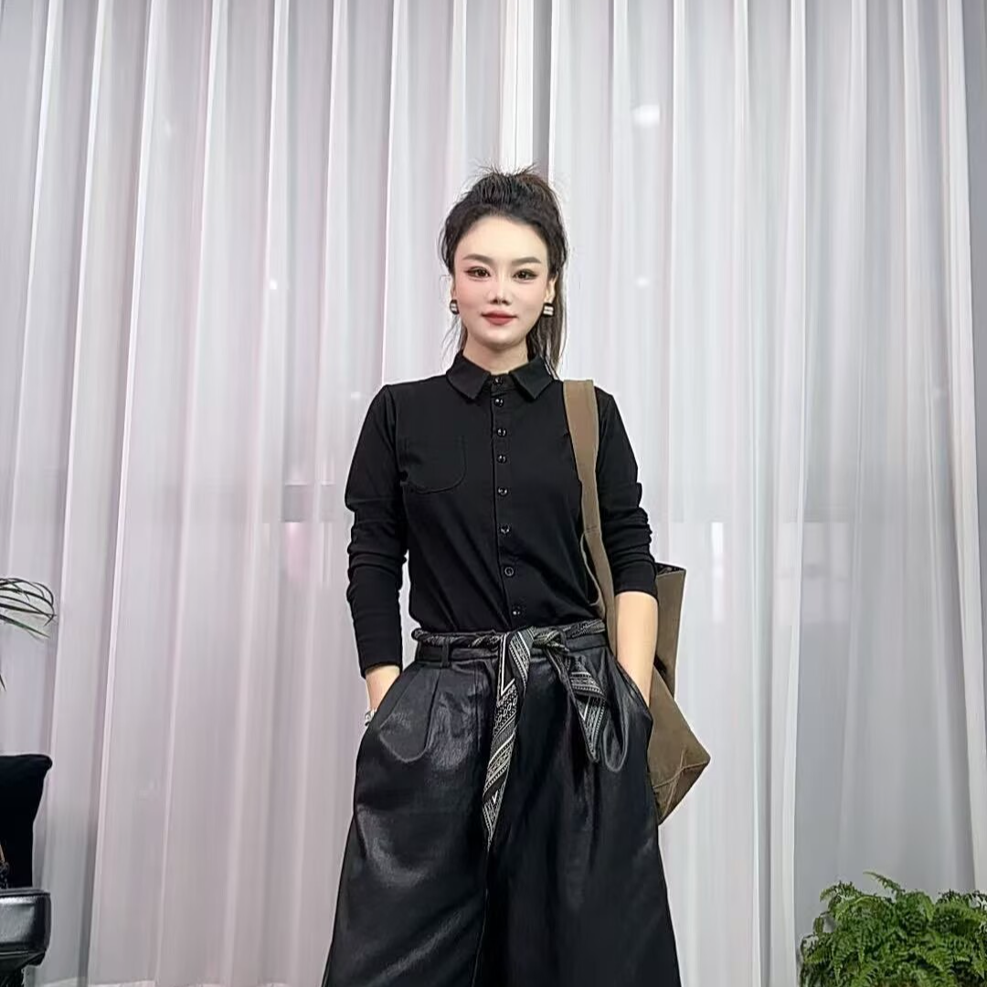 玲玲玲哒   2025秋款时尚百搭衬衫领女款上衣衬衫气质