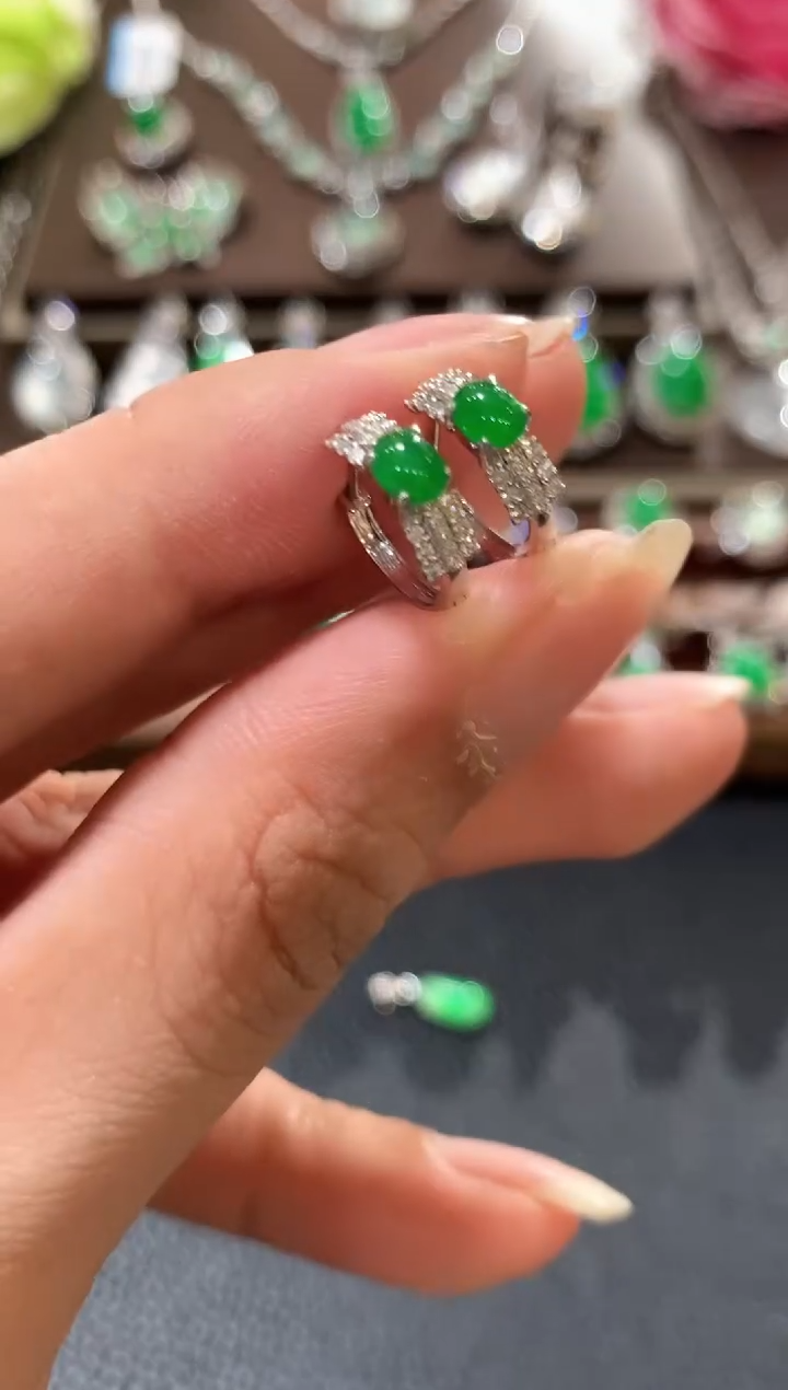 18K金镶嵌翡翠耳饰z77多样性一件发货