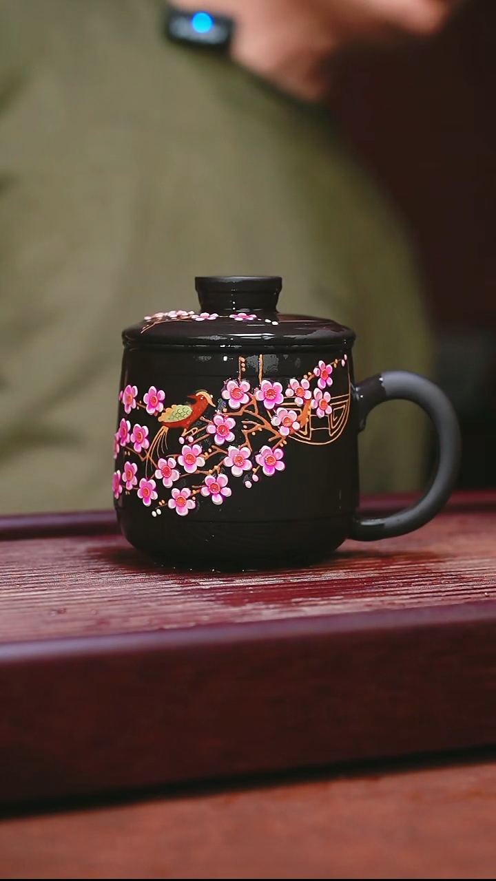 紫砂公道杯宜兴原矿紫砂  喜上枝头三件套