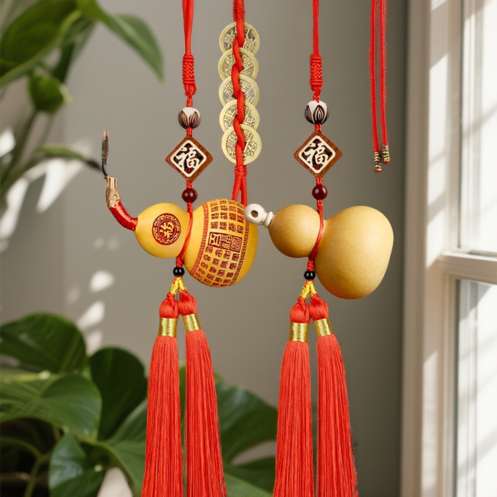 家用门对门五帝钱葫芦挂件客厅手工吉祥结厕所卧室门口小葫芦挂件