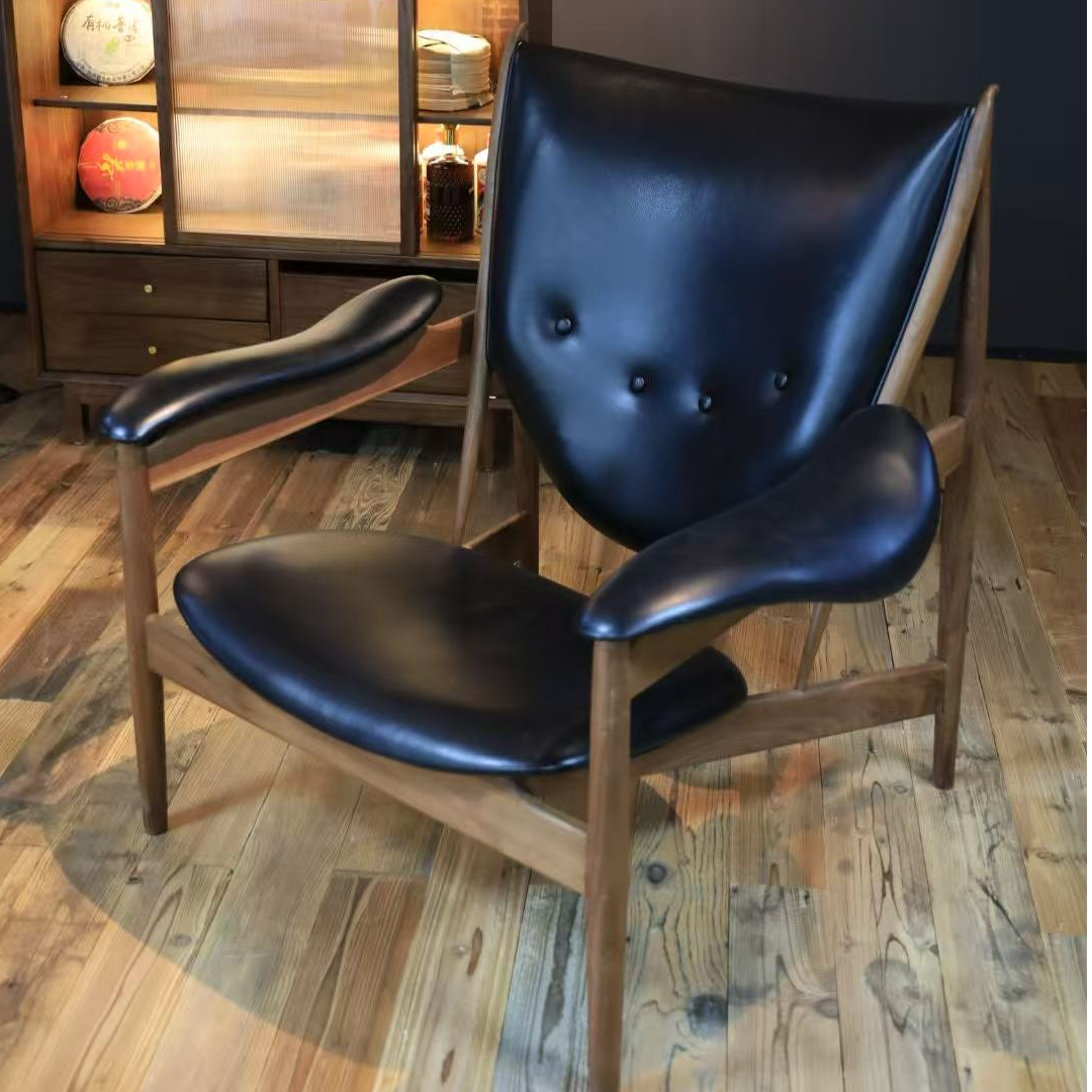 （2025新款）幽黑酋长椅头层皮款 二层皮款 木架北美黑胡桃或白蜡木