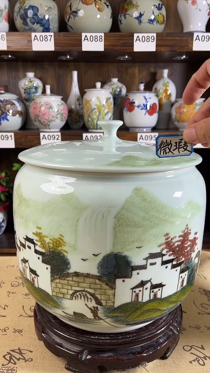 【闪购商品】纯手工手绘江南水乡储物罐