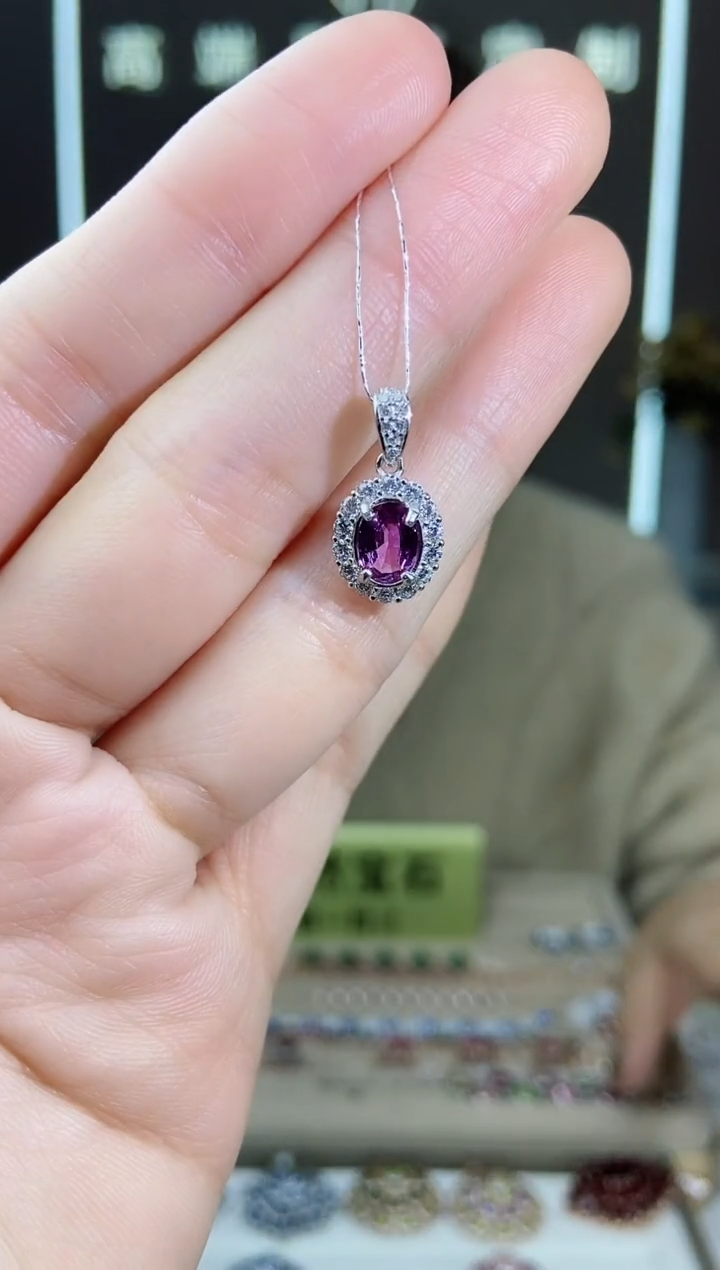 【闪购商品】彩色蓝宝石颈饰银S925镶嵌颈饰