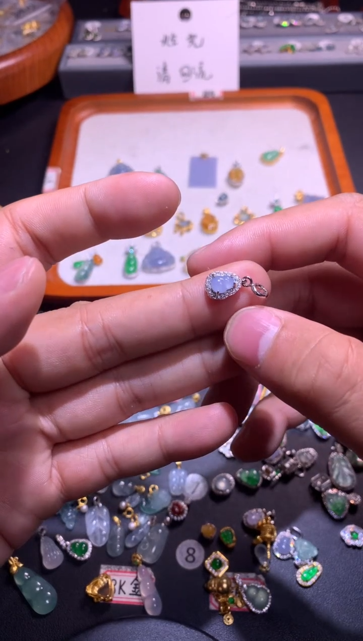 翡翠银S925镶嵌吊坠(不含链)1