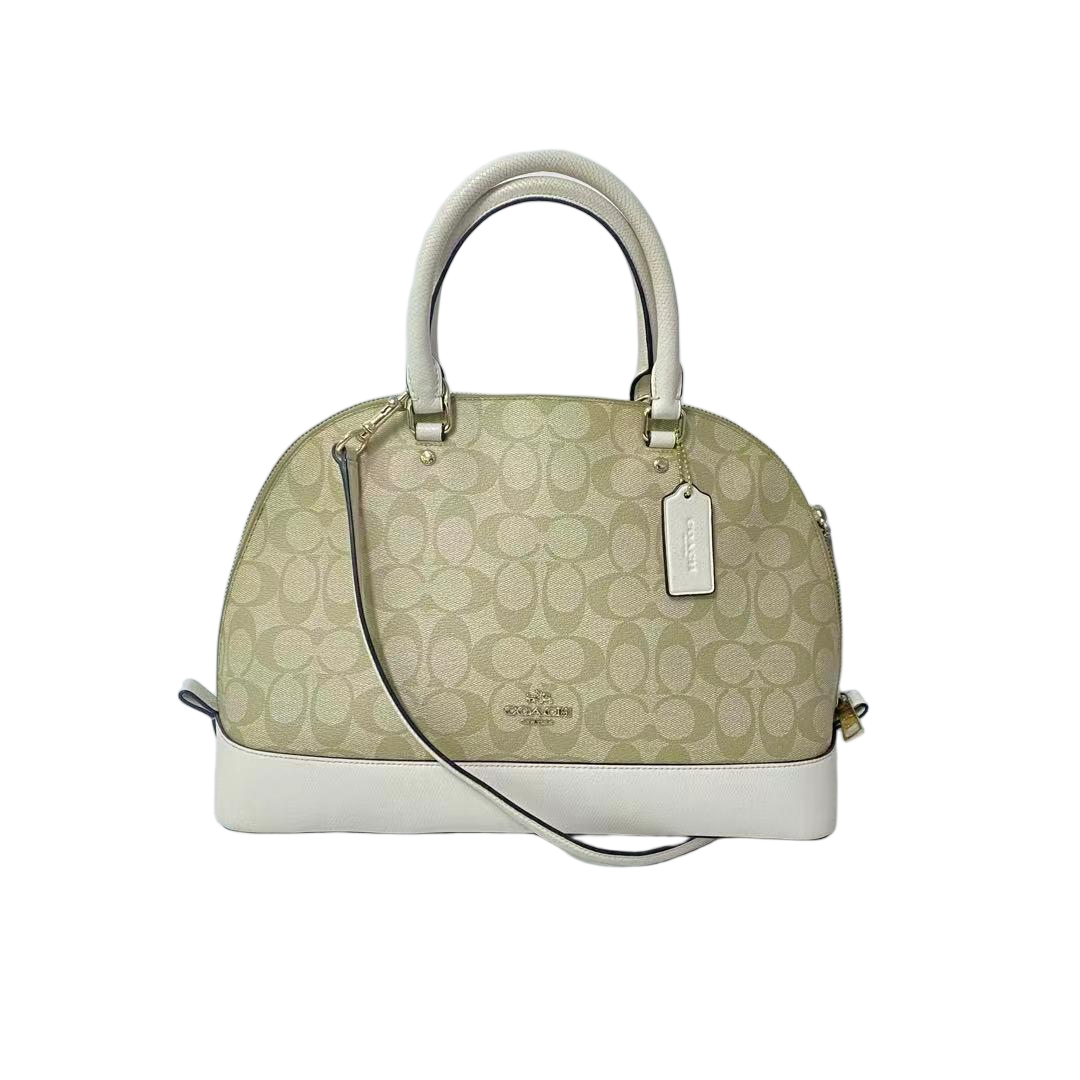 95新 COACH/蔻驰 经典老花PVC拼皮斜挎大号贝壳包  Y-51090-B