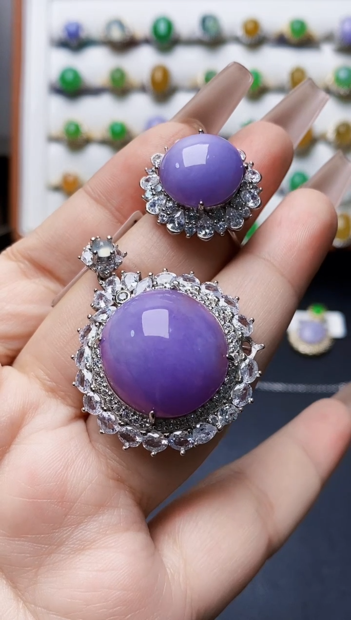 银S925镶嵌戒指翡翠小**?2179