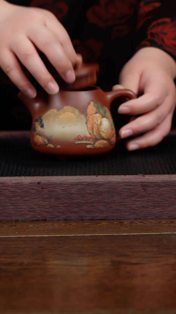 【闪购商品】紫砂茶杯非遗茶器-山水红高石瓢