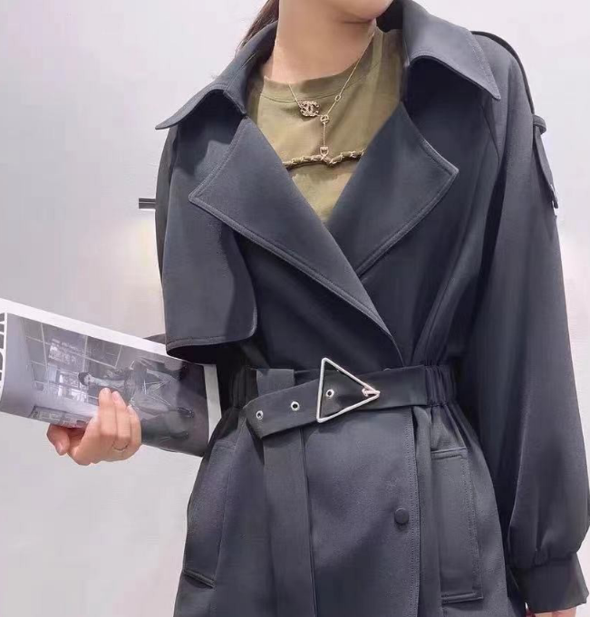 【秀宝女装】设计感小个子长款风衣外套XB6670