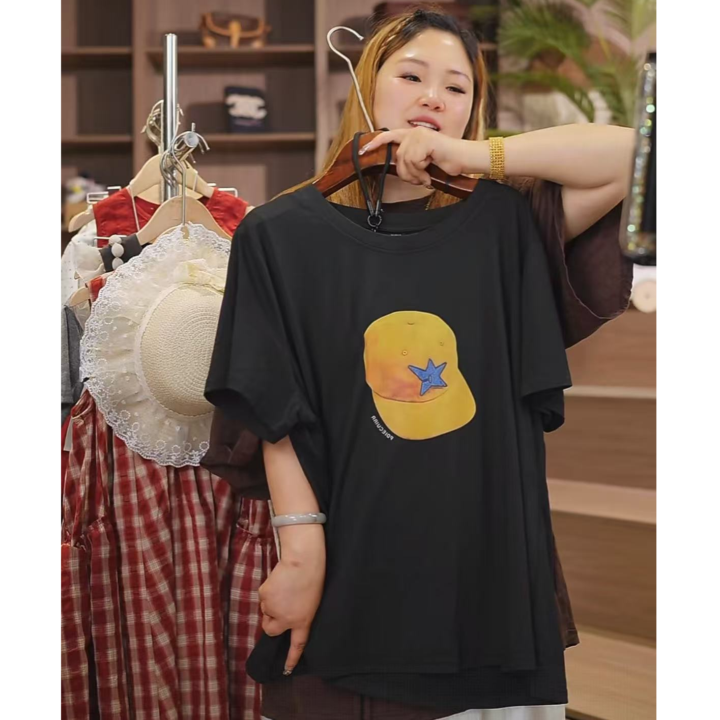 159159-19  新款夏款休闲时尚洋气亲少年上衣成人宝妈百搭短袖