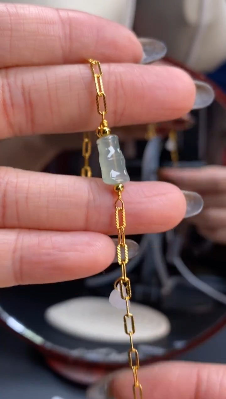 颈饰银S925镶嵌翡翠净货18201