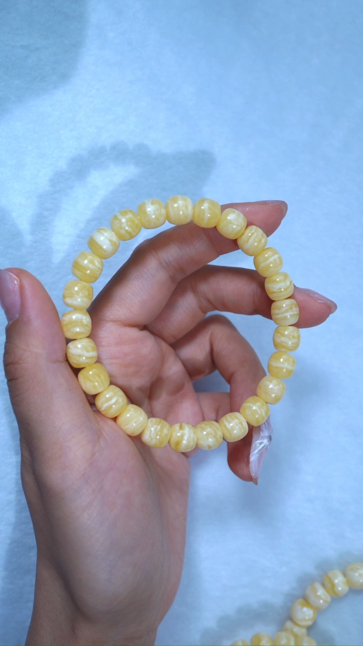 【闪购商品】蜜蜡手链未镶嵌毕业级8.5mm浓蜡虎皮纹千层雪