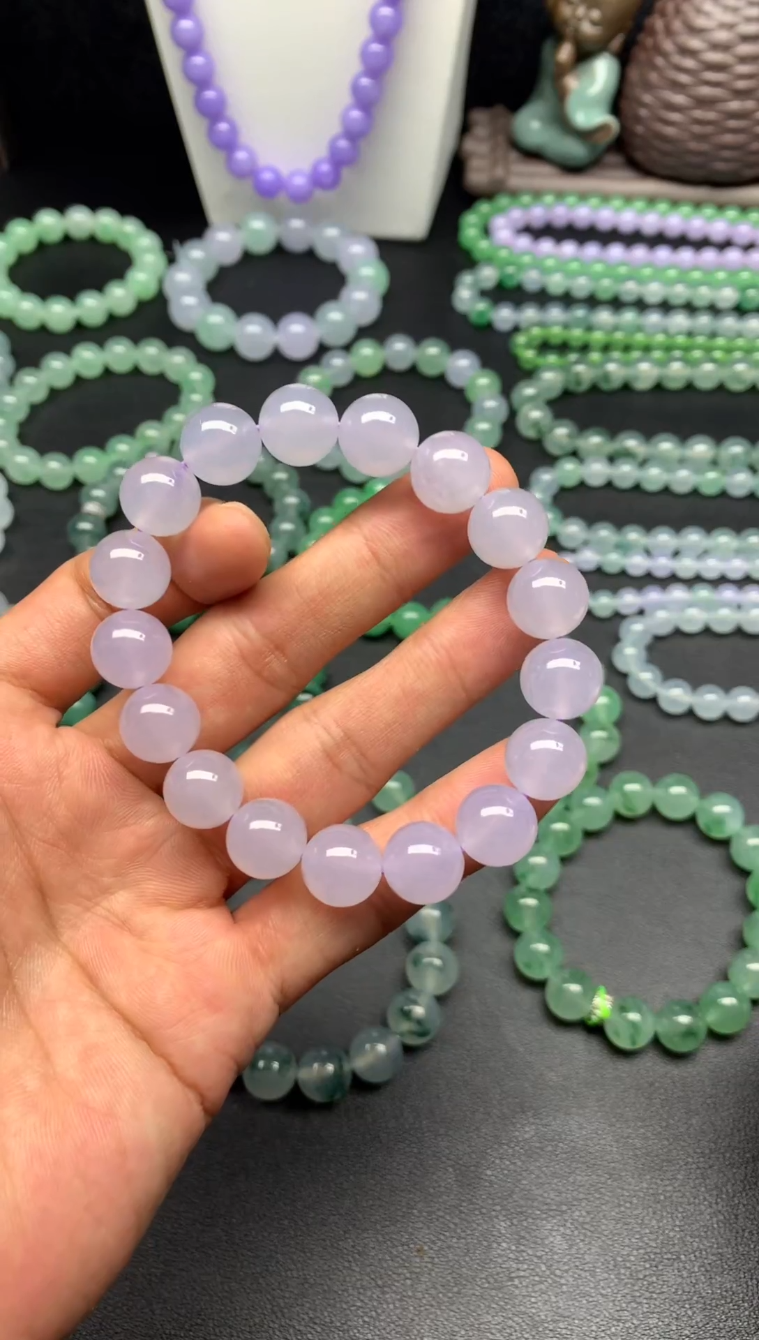 未镶嵌手链翡翠天然缅甸翡翠A货冰紫手串卡12mm