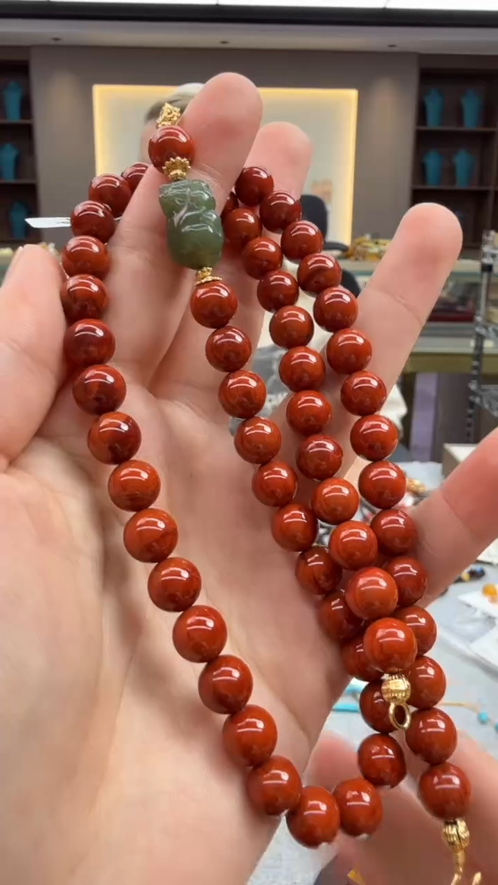 南红玛瑙未镶嵌颈饰81秒拍号 假一罚三